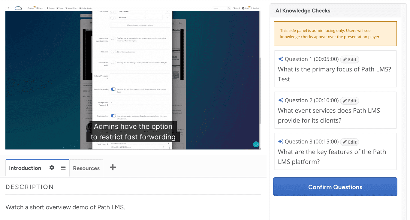 Path LMS AI Knowledge Checks